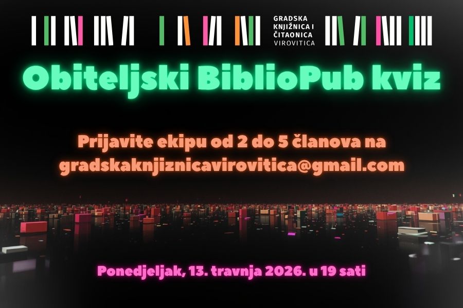 Obiteljski BiblioPub kviz – Ponedjeljak, 13. 4. 2026. u 19 sati