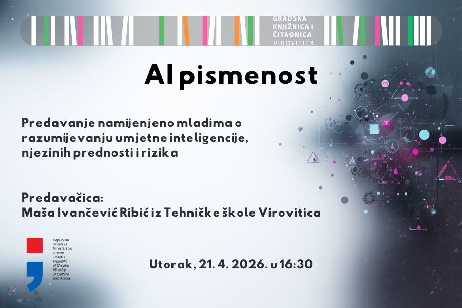 AI pismenost – razumijevanje umjetne inteligencije i primjena u svakodnevnom životu – Utorak, 21. travnja 2026. u 16:30