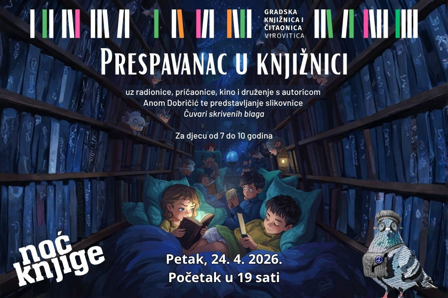 Prespavanac u knjižnici – Petak, 24. 4. 2026. od 19 sati