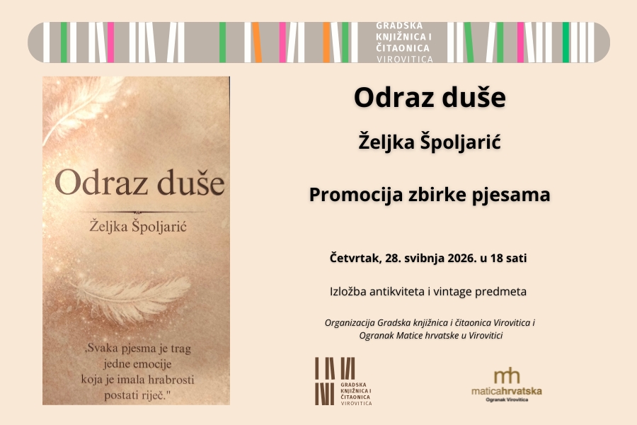 Odraz duše – promocija zbirke pjesama Željke Špoljarić – Četvrtak, 28. 5. u 18 sati