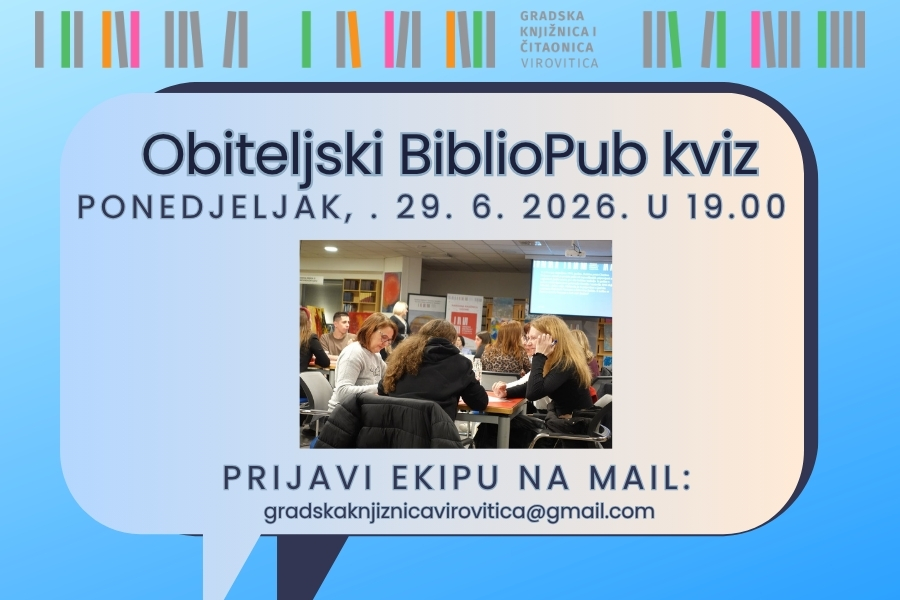 Obiteljski BiblioPub kviz – Ponedjeljak, 29. 6. u 19 sati