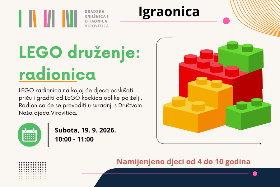 LEGO radionica u subotu 19. rujna u 10 sati