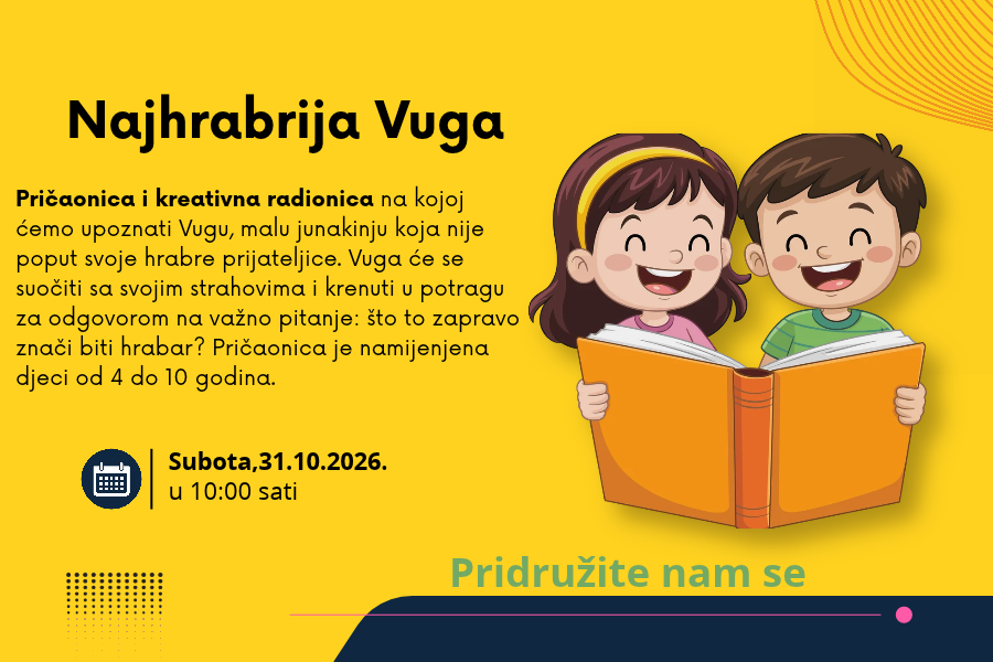 Najhrabrija Vuga: pričaonica i radionica – Subota, 31. 10. u 10 sati